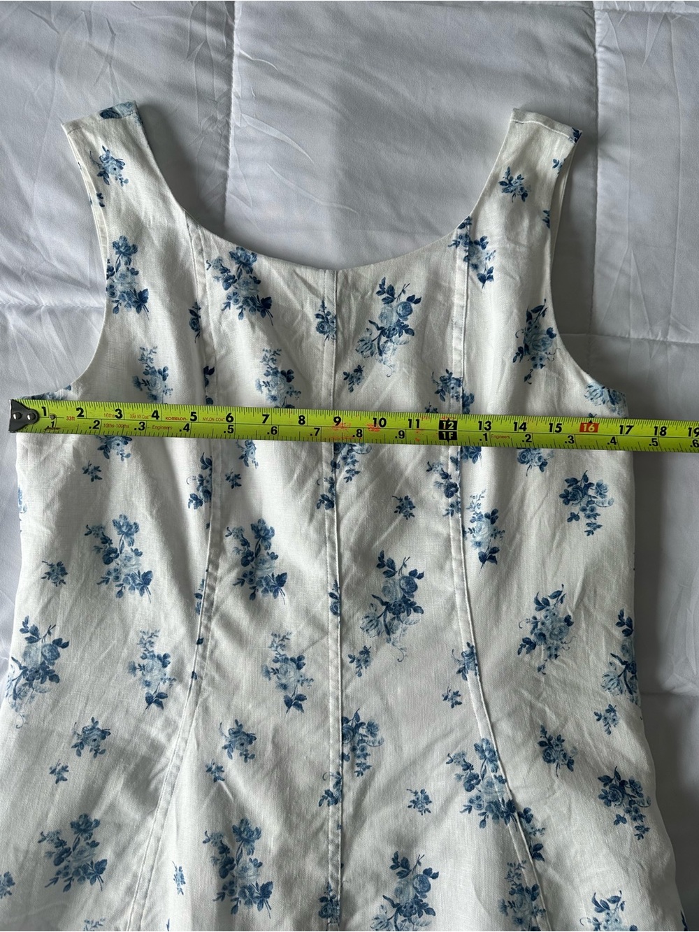 Reformation 100% Linen Coquette White Blue Floral Mini Dress Size 10 Euro Summer - Picture 6 of 9
